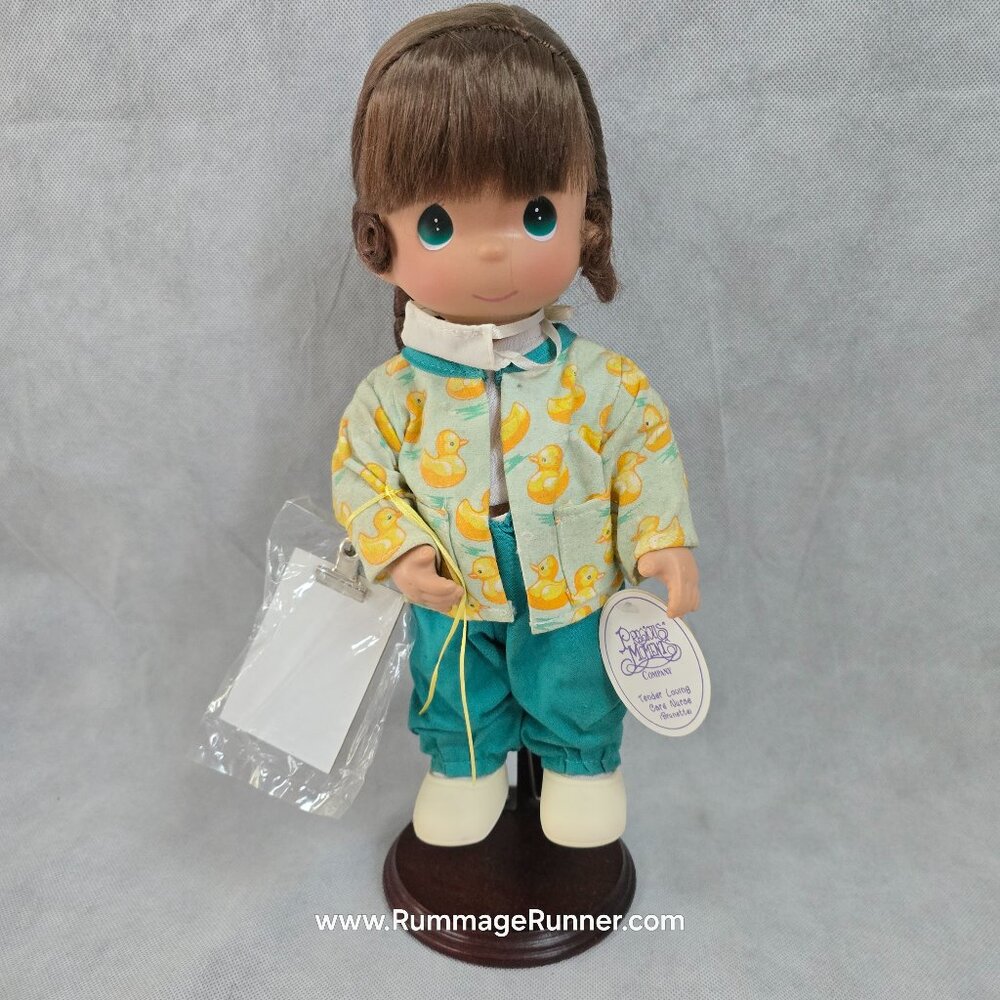 Nurse Vinyl Doll 12" Precious Moments Vintage Scrubs Tender Loving Care Brunette